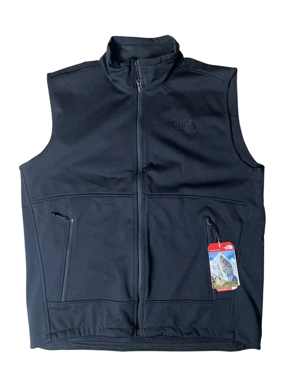 The North Face Vest Mens L Black Canyonwall Windbreaker Full Zip Zipped Pockets